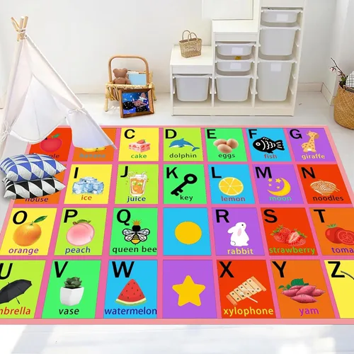 Miniatura 15 de ABC - Tapete de aprendizaje infantil de 2 x 3 pies, rectangular, antideslizante, lavable a máquina, para sala de estar, dormitorio, aula, cuarto