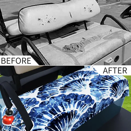 Miniatura 3 de AQQA Fundas para Asientos de Carrito de Golf, Manta de Asiento de Carrito de Golf de Microfibra Tropical Hoja de Palma-Boho-Mármol, Manta de Golf