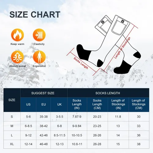 Miniatura 2 de Calcetines térmicos para mujeres y hombres, calentadores de pies eléctricos recargables, calcetines de calefacción con batería recargable, pies
