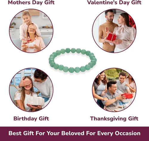 Miniatura 30 de Crystal Vibe Pulseras de cuentas de 0.315 in para mujeres y hombres, pulseras de cristal con piedras preciosas naturales, tamaño elástico ajustable