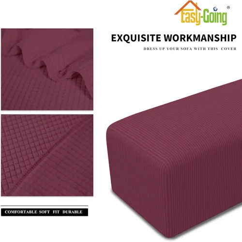 Miniatura 4 de Easy-Going Funda Elástica para Otomana Taburete de Almacenamiento Plegable Protector de Muebles Funda Rectangular Suave con Parte Inferior Elástica