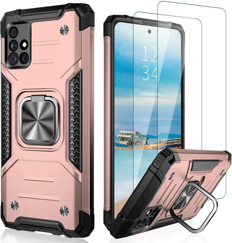 Miniatura 8 de IKAZZ Funda para Galaxy A51 5G con protector de pantalla, doble capa de TPU suave y flexible y policarbonato duro, antideslizante, de cuerpo Azul