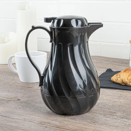 Miniatura 4 de Restaurantware Jarra térmica para café, paquete de 1 servidor de café aislado de plástico de 20 onzas con mango ergonómico, cafetera negra