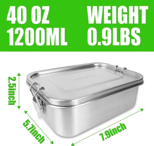 Miniatura 2 de UPTRUST Contenedor Bento de acero inoxidable a prueba de fugas para el almuerzo, lonchera Bento de 40 onzas para niños o adultos, caja de embalaje