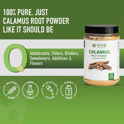 Miniatura 5 de bixa BOTANICAL Raíz de calamus - Polvo de raíz natural para la salud intestinal y el apoyo al enfoque, vegano, sin OMG, tratado al vapor, suplemento