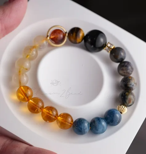 Miniatura 169 de Precious Gemstone Natural Crystal Healing Bracelet, Rutilated Quartz, Moonstone, Quartz Handmade Original Design Bracelet