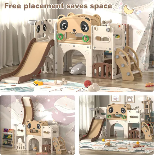 Miniatura 8 de NYEEKOY Juego de tobogán y escalador 9 en 1 para niños pequeños, independiente para interiores y exteriores, tobogán para niños de 1 a 8 años, patio