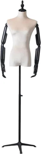 Miniatura 14 de Maniquí de cuerpo completo femenino de altura ajustable, soporte de ropa, brazo de madera desmontable utilizado para mostrar ropa (blanco, torso)