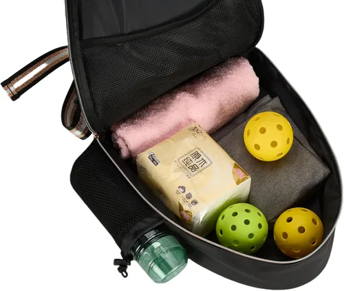 Miniatura 6 de Mochila de Tenis Cruzada de un Hombro de PU Blanco para Niñas, Bolsa de Tenis, Bolsa Bandolera para Raqueta de Tenis para Mujeres, con Portabotellas