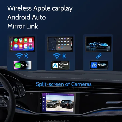 Miniatura 2 de Haudio Estéreo inalámbrico de doble DIN de 9 pulgadas para automóvil, con Apple CarPlay y pantalla de radio Android Auto, con Mirror Link, Bluetooth