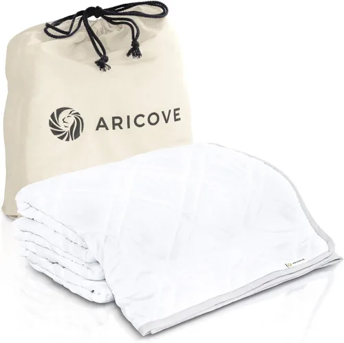 Miniatura 11 de Aricove Manta con peso refrescante, 15 libras, tamaño individual para adultos, manta pesada de lujo, viscosa de bambú suave y sedosa, 48 x 72 Blanco