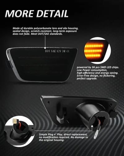 Miniatura 2 de Bestview Conjunto de Luces LED de Marcador Lateral, Luces de Señal de Parqueo del Parachoques Delantero Compatibles para Chevy Cruze 2011 2012 2013