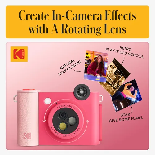 Miniatura 5 de Kodak Smile+ Paquete de regalo para cámara e impresora digital instantánea 2 en 1 + estuche + papel fotográfico Zink 2 x 3 con parte trasera Rojo