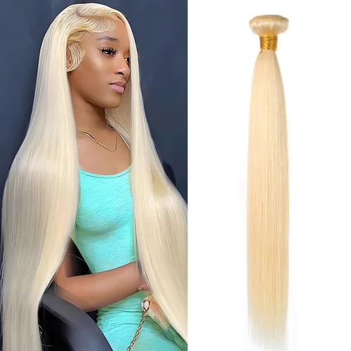 Miniatura 19 de HC Extensiones de cabello humano Remy de 18 pulgadas, cabello lacio de doble trama, cabello cosido con reflejos rubio ceniza mezclado con rubio