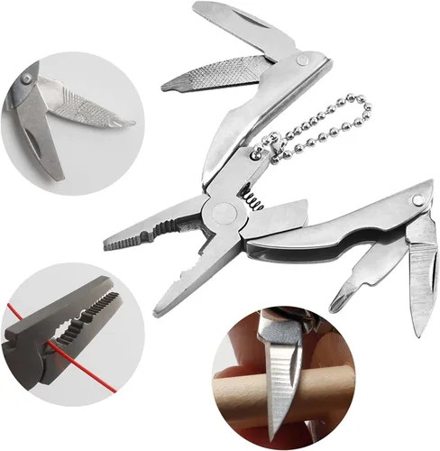 Miniatura 2 de Pulido 6 en 1 mini alicates multiherramienta de acero inoxidable profesional multi herramientas cuchillo de bolsillo para acampar al aire libre