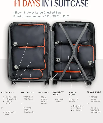 Miniatura 3 de TRIPPED Travel Gear - Cubos grandes de compresión para equipaje de viaje, organizadores de equipaje, juego de 7 piezas para equipaje facturado
