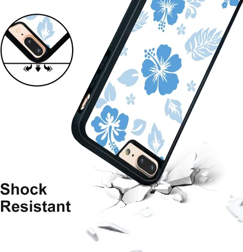 Miniatura 5 de Funda para iPhone 8 Plus y iPhone 7 Plus, linda funda Kawaii azul hibisco hawaiano floral estética floral para niñas preppy mujeres
