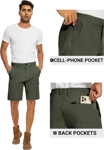 Miniatura 5 de PULI Pantalones cortos de golf para hombre, elásticos, casuales, ligeros, de secado rápido, con bolsillos