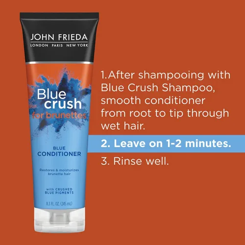 Miniatura 6 de John Frieda Blue Crush - Juego de champú y acondicionador para morenas, nutre el cabello teñido y natural, pigmentos azules para cabello castaño