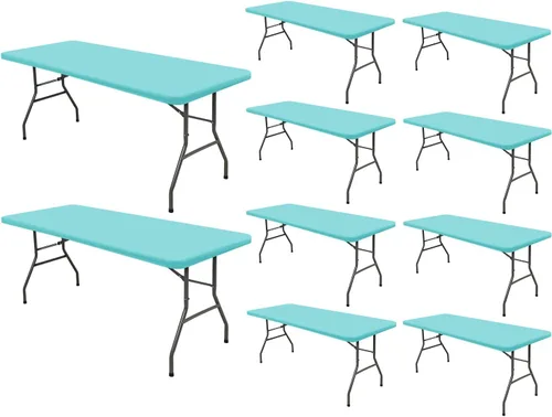 Miniatura 24 de Pack de 6 manteles de picnic elásticos ajustados para mesas rectangulares de 6 pies, impermeables, lavables, de spandex para patio, plegables