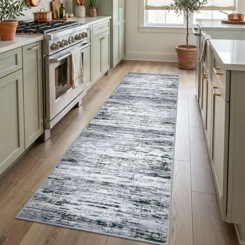 Miniatura 86 de Alfombra de pasillo moderna Lansny 2 x 6 pulgadas, alfombra de cocina lavable verde mostaza multicolor, alfombra antideslizante suave para pasillo
