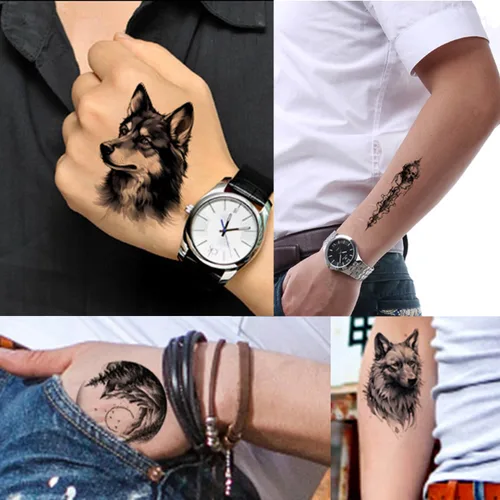 Miniatura 5 de GLARYYEARS Tatuaje temporal para hombres adultos, paquete de 44 tatuajes realistas de tamaño grande y pequeño, calcomanías de tatuaje falso de larga