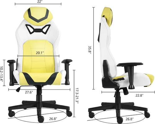 Miniatura 2 de Modern-Depo Sillas ergonómicas para juegos para adultos con espuma viscoelástica de alta densidad Silla de oficina cómoda giratoria, silla