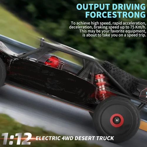Miniatura 4 de GoolRC WLtoys 124016 V2 - Coches RC sin escobillas, auto de control remoto a escala 1:12, 4WD 75KM/H de alta velocidad para adultos, 2.4 GHz todo