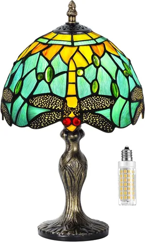 Miniatura 11 de Lámpara de mesa de vidrio teñido, estilo de cuentas de cristal de vidrio teñido, luz de mesa hecha a mano, luz nocturna de escritorio, mesita