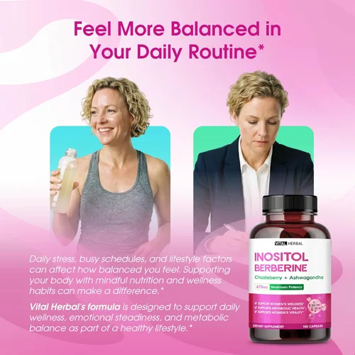 Miniatura 3 de Inositol liposomal con berberina, chasteberry y ashwagandha - Apoya el bienestar de las mujeres, el equilibrio hormonal y el metabolismo - 150