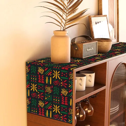 Miniatura 5 de Camino de mesa y mantel del mes de la historia negra, decoraciones y suministros para la mesa de la cocina del hogar, 13 x 72 pulgadas