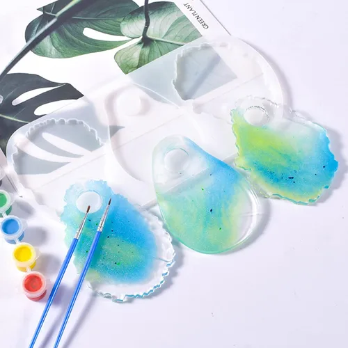 Miniatura 4 de Paleta de pintura para artistas, molde de silicona, posavasos de ágata, resina epoxi para hacer rebanadas de ágata, paleta de maquillaje, arte