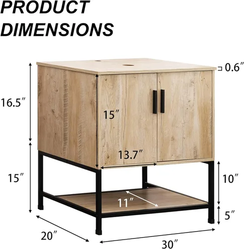 Miniatura 2 de UEV Mueble de baño de roble rústico de 30 pulgadas con lavabo, juego de gabinete de baño con marco de hierro industrial con puertas y estante