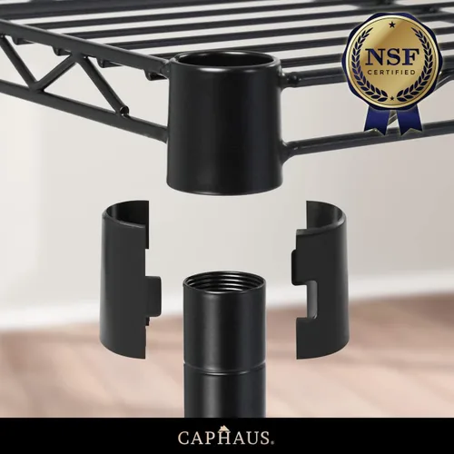 Miniatura 7 de CAPHAUS NSF, Estantería de alambre de alta resistencia con ruedas, pies niveladores y forros, estante de metal para almacenamiento, estanterías