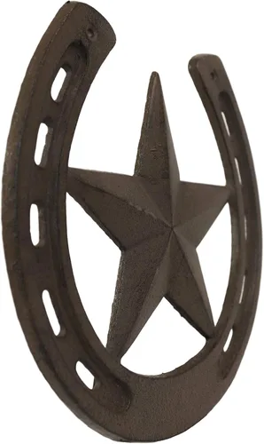 Miniatura 3 de Ebros Gift Herradura de metal de hierro fundido rústico de 10 anchos con decoración de pared de estrella occidental, placa de arte recortada