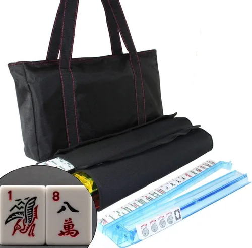 American Mahjong Set Impermeable Negro Nylon Bolsa 4 Color Empujadores/Racks Western Mahjongg Travel Set