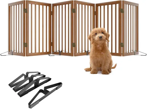 Miniatura 38 de Puerta plegable negra para mascotas de 18-55 pulgadas para escaleras y puertas, valla de puerta para cachorros
