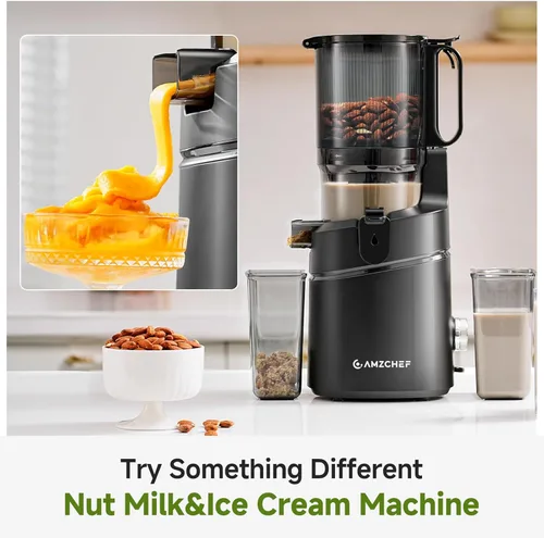 Miniatura 7 de AMZCHEF Máquinas exprimidoras, exprimidor de prensa fría extra de 5.8 pulgadas para verduras y frutas enteras, máquina extractora de jugo