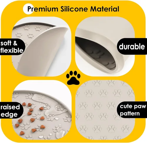 Miniatura 4 de Tapetes de alimentación de mascotas, para alimentos y agua, manteles individuales antideslizantes impermeables para perro y gato, 1 paquete