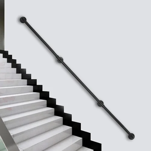 Miniatura 2 de Barandilla de metal para escaleras, barandilla de escalera de tubo de hierro galvanizado de 12 pies, barandilla de escalera de metal, barandilla