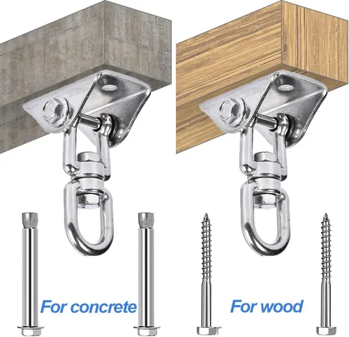 Miniatura 3 de Ganchos giratorios de 360° para 1200 libras de acero inoxidable 304, juego de ganchos para columpio para madera y hormigón para yoga, hamaca