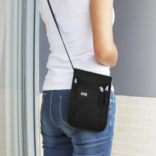 Miniatura 8 de KEAFOLS Bolsa de viaje para el cuello, cartera familiar para pasaporte con bloqueo RFID