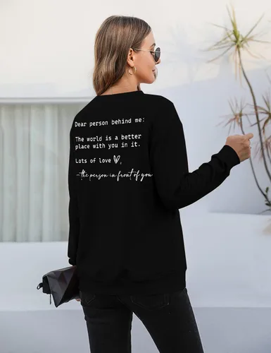 Miniatura 3 de JINTING Eres Suficiente Sudadera para Mujeres Salud Mental Querida Persona Detrás de Mí Sudadera con Capucha Camisa Top Inspirador Pullover