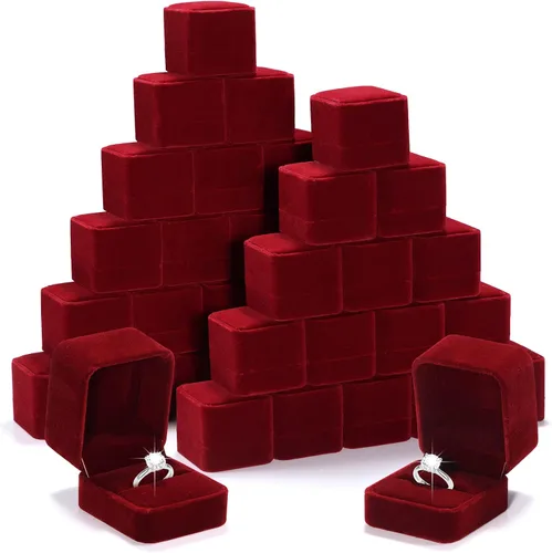 BBTO Caja de terciopelo para anillos de 36 piezas para ceremonia de boda, caja de anillo de compromiso, caja de regalo para anillos de boda, caja de