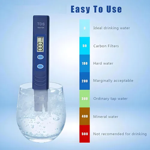 Miniatura 3 de Medidor de agua digital portátil TDS - 0-9990 ppm Probador de calidad de agua para agua potable, agricultura, acuarios, piscinas y sistemas RO-RODI