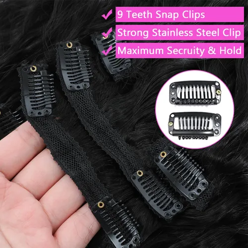 Miniatura 3 de Extensiones de cabello ondulado con clip, rizado natural, 100% cabello humano brasileño sin procesar, para mujeres negras (12 pulgadas)
