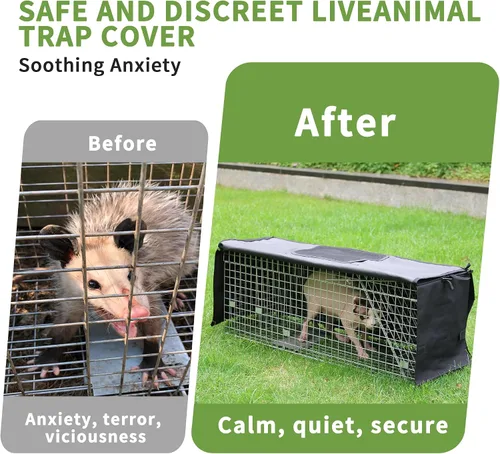 Miniatura 5 de Funda mejorada para jaula de animales vivos con ventana, trampa para gatos callejeros de 32 pulgadas, trampas plegables resistentes con puerta real