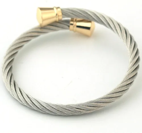 Miniatura 5 de CHRAN Pulsera trenzada de acero inoxidable de plata 7.4