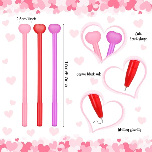 Miniatura 4 de Sayglossy 100 bolígrafos de corazón para el día de San Valentín, bolígrafos de tinta de gel a granel, regalo para compañeros de trabajo, vacaciones