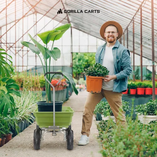 Miniatura 5 de Gorilla Carts Poly Garden Carro Volquete, Contenedor de 4 Pies Cúbicos, Capacidad de Transporte de 600 Libras, Verde – Vagón Utilitario de Servicio